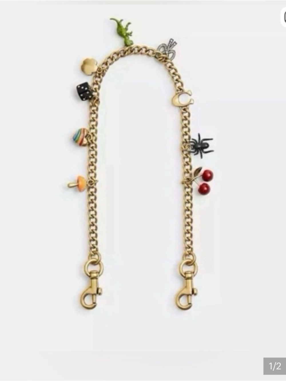 Coach Gold Charm Chain with Multicolor Enamel Charms